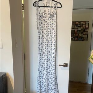Floral Blue and White Maxi Dress